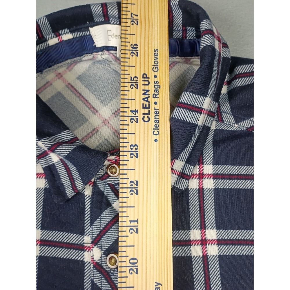 Eden & Olivia Button Up Shirt Women's Medium M Red Blue White Plaid Long Sleeves - Picture 4 of 8